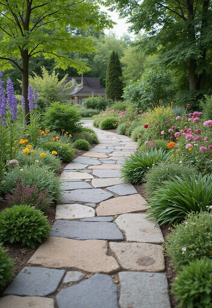 27 Garden DIY Decoration Ideas for Creative Homeowners - 10. Stone Pathway Decorations