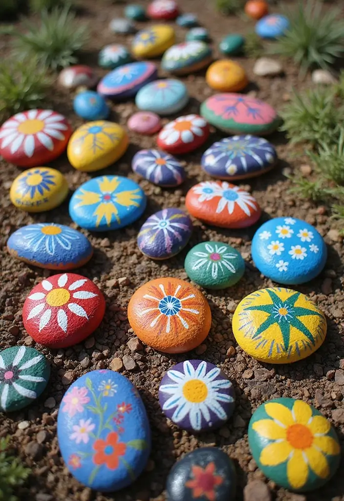 27 Garden DIY Decoration Ideas for Creative Homeowners - 14. Painted Stones and Rocks