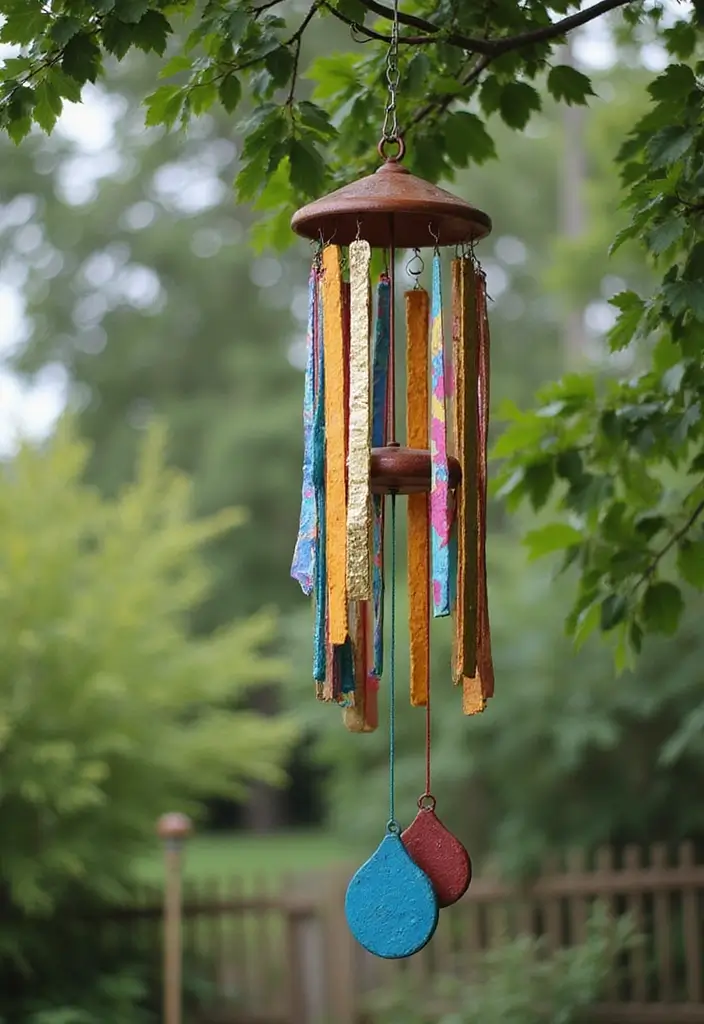 27 Garden DIY Decoration Ideas for Creative Homeowners - 20. Wind Chime Garden Art