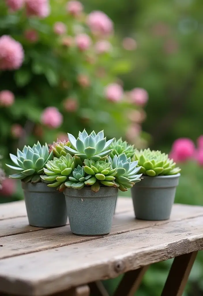 27 Garden DIY Decoration Ideas for Creative Homeowners - 24. Potted Succulent Centerpieces