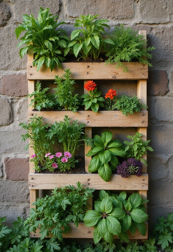 27 Garden DIY Decoration Ideas for Creative Homeowners - 3. Wooden Pallet Vertical Garden