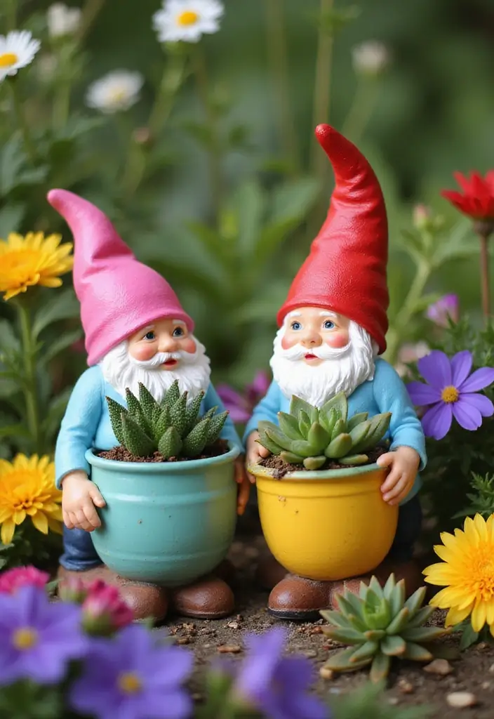 27 Garden DIY Decoration Ideas for Creative Homeowners - 7. Garden Gnome Planters