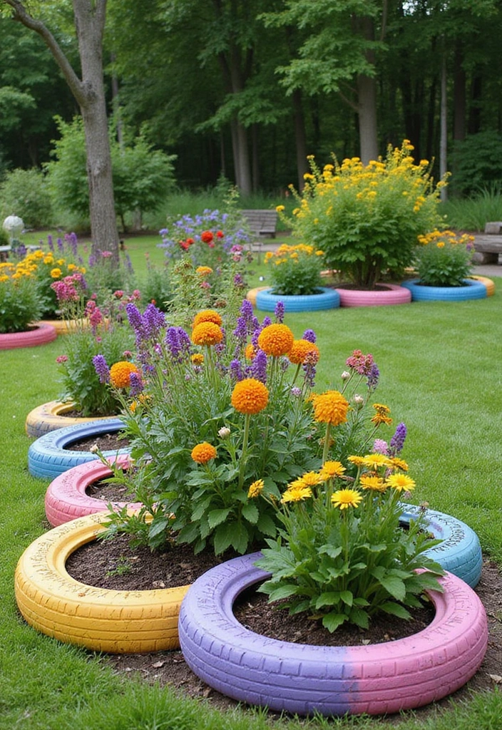 27 Garden Edges and Borders DIY Inspirations for Neat Landscapes - 5. Recycled Tire Edging