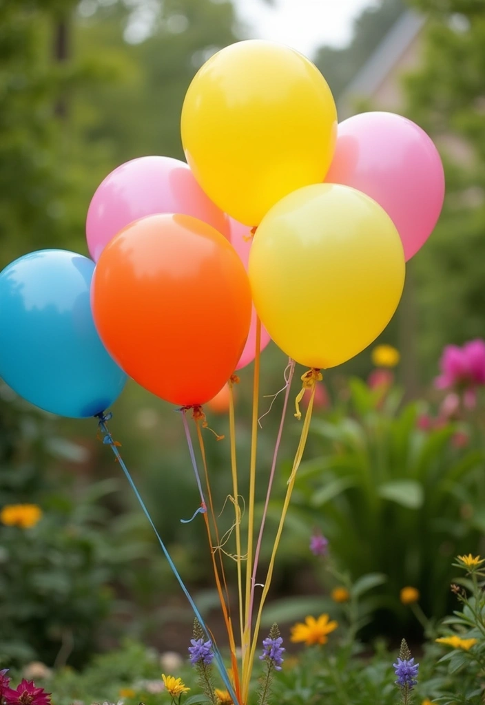 27 Garden Party Decorations DIY Ideas for Outdoor Celebrations - 14. Colorful Balloon Bouquets