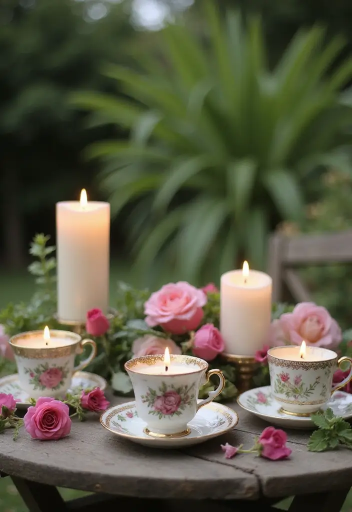 27 Garden Party Decorations DIY Ideas for Outdoor Celebrations - 19. Vintage Tea Cup Candles