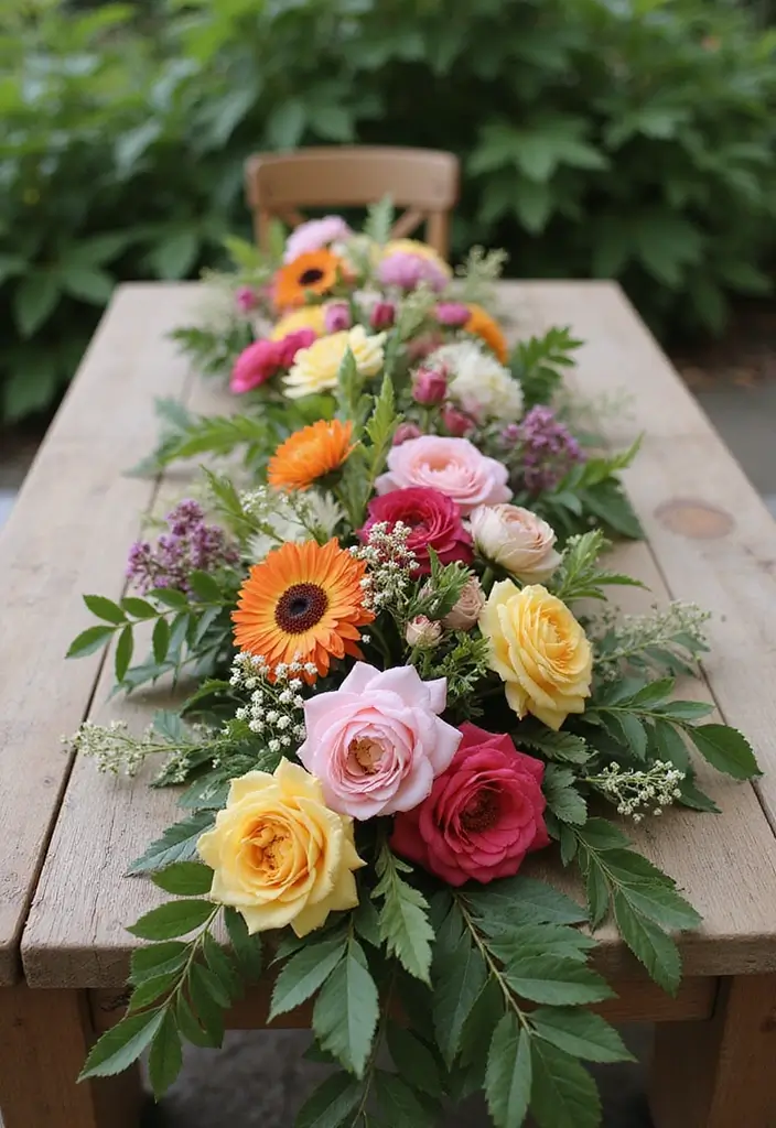 27 Garden Party Decorations DIY Ideas for Outdoor Celebrations - 2. Floral Table Runners