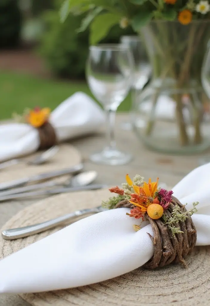 27 Garden Party Decorations DIY Ideas for Outdoor Celebrations - 20. DIY Nature-Inspired Napkin Rings