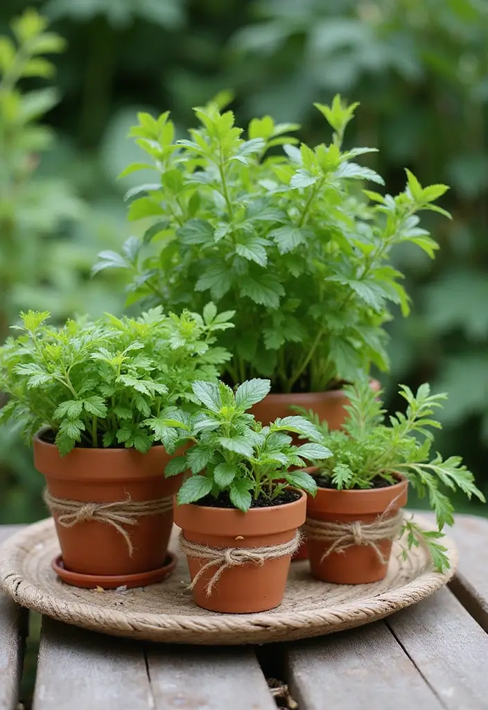 27 Garden Party Decorations DIY Ideas for Outdoor Celebrations - 3. Herb Centerpieces
