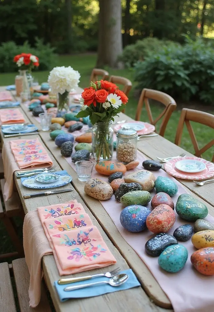 27 Garden Party Decorations DIY Ideas for Outdoor Celebrations - 4. Painted Rock Place Cards