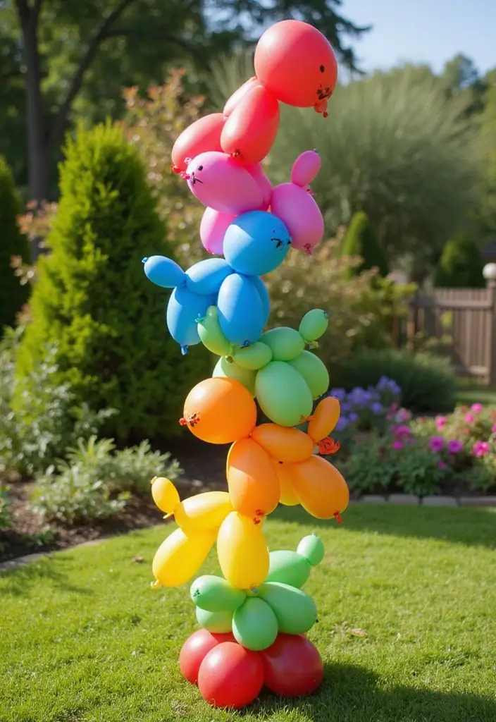 27 Garden Totems DIY Yard Art Projects You’ll Absolutely Love - 12. Balloon Animal Totem