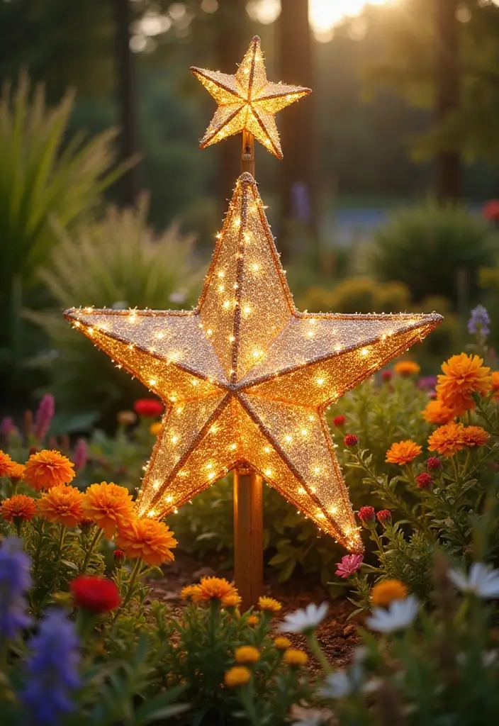 27 Garden Totems DIY Yard Art Projects You’ll Absolutely Love - 19. Garden Star Totem