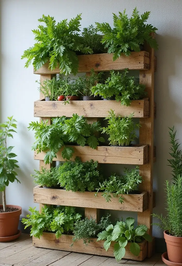 27 Indoor Herb Garden DIY Kitchens Full of Fresh Flavor - 14. Eco-Friendly Pallet Herb Garden