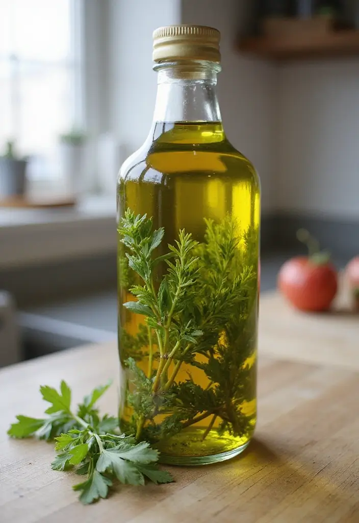 27 Indoor Herb Garden DIY Kitchens Full of Fresh Flavor - 15. Herb and Spice Infused Oils