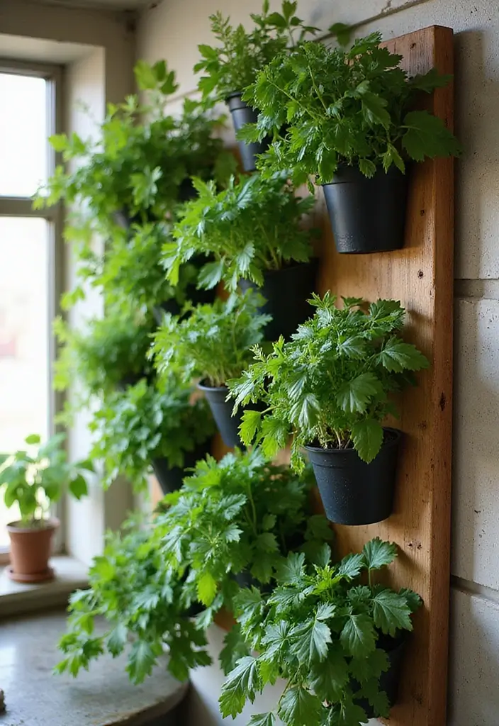 27 Indoor Herb Garden DIY Kitchens Full of Fresh Flavor - 2. Vertical Garden Wall Planters