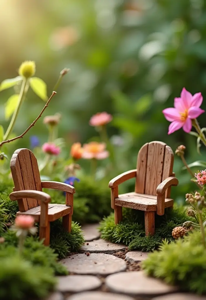 27 Mini Fairy Garden DIY Ideas That Are Simply Adorable - 10. Whimsical Garden Furniture