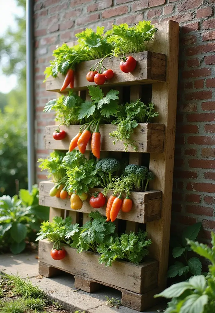 27 Pallet Raised Garden Bed DIY Projects You Can Try This Weekend - 16. Pallet Vegetable Wall