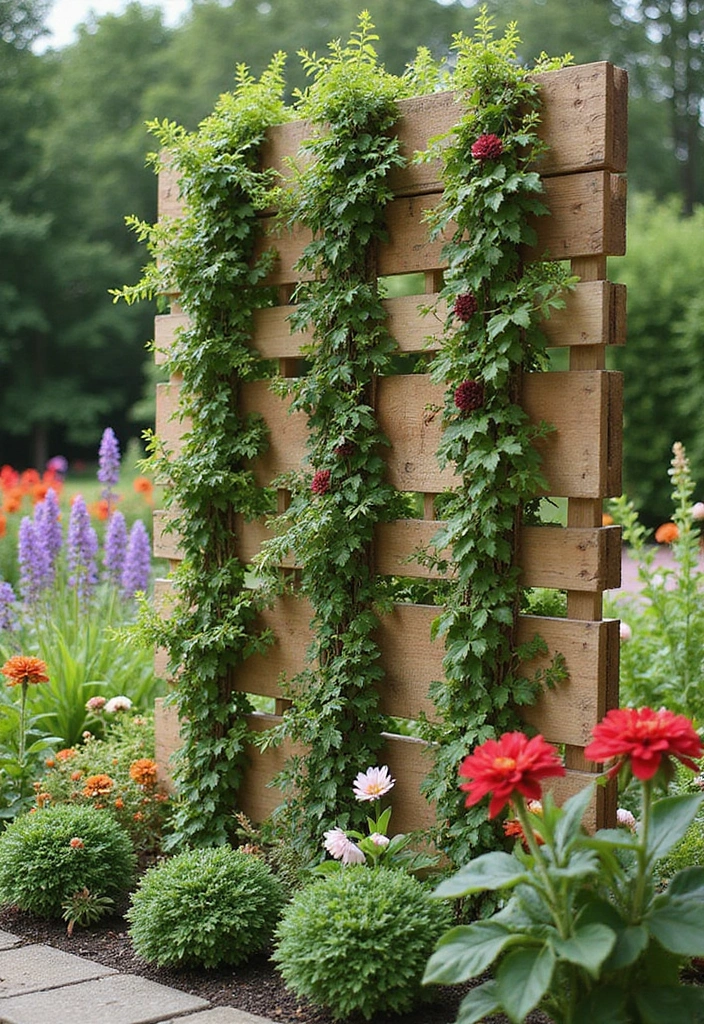 27 Pallet Raised Garden Bed DIY Projects You Can Try This Weekend - 27. Pallet Garden Trellis