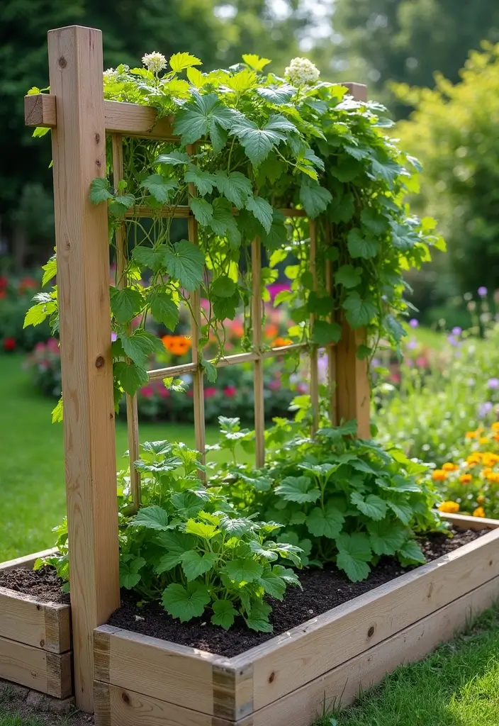 27 Raised Garden Bed DIY Ideas for Every Skill Level - 14. Raised Bed with Trellis