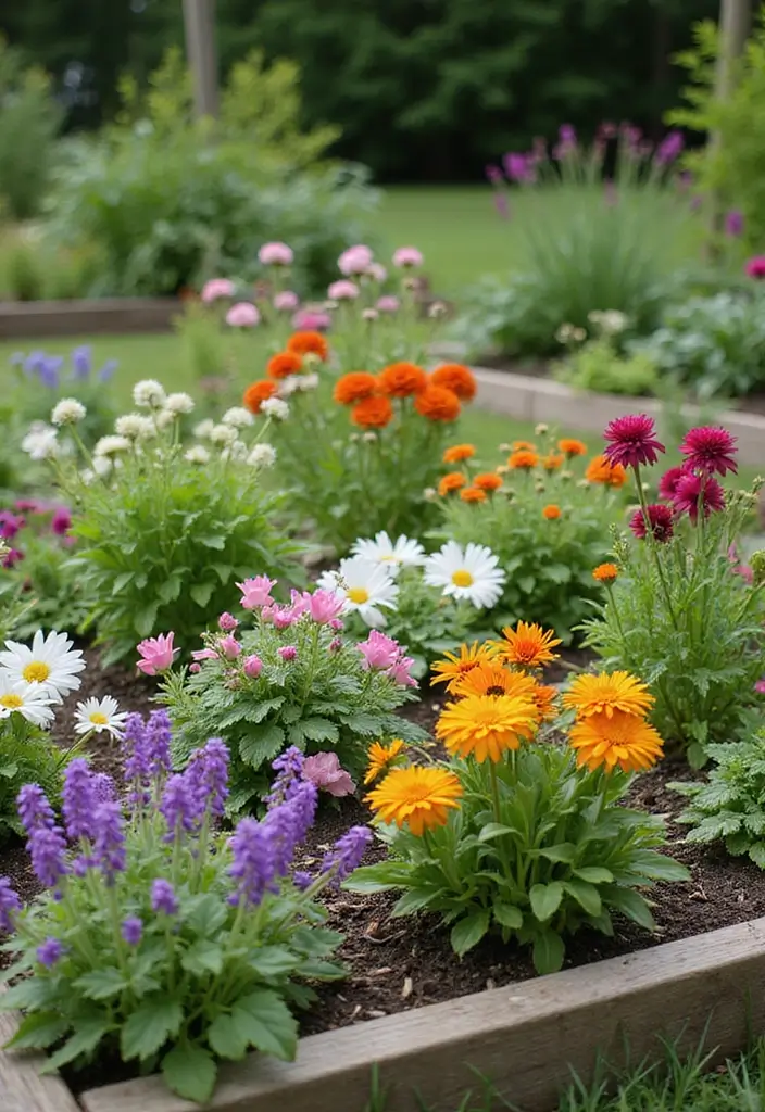 27 Raised Garden Bed DIY Ideas for Every Skill Level - 27. Edible Flower Bed