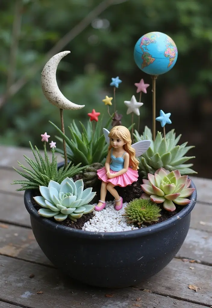 28 DIY Fairy Garden Ideas: Homemade Designs for Every Season - 17. Celestial Fairy Garden
