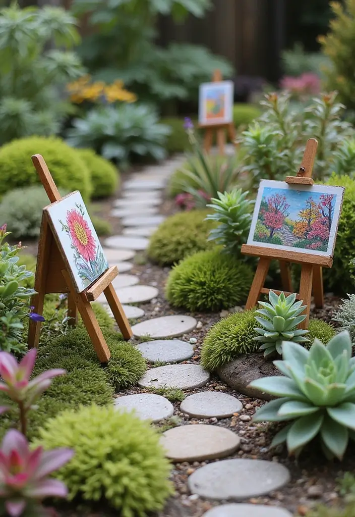 28 DIY Fairy Garden Ideas: Homemade Designs for Every Season - 18. Nature's Art Gallery