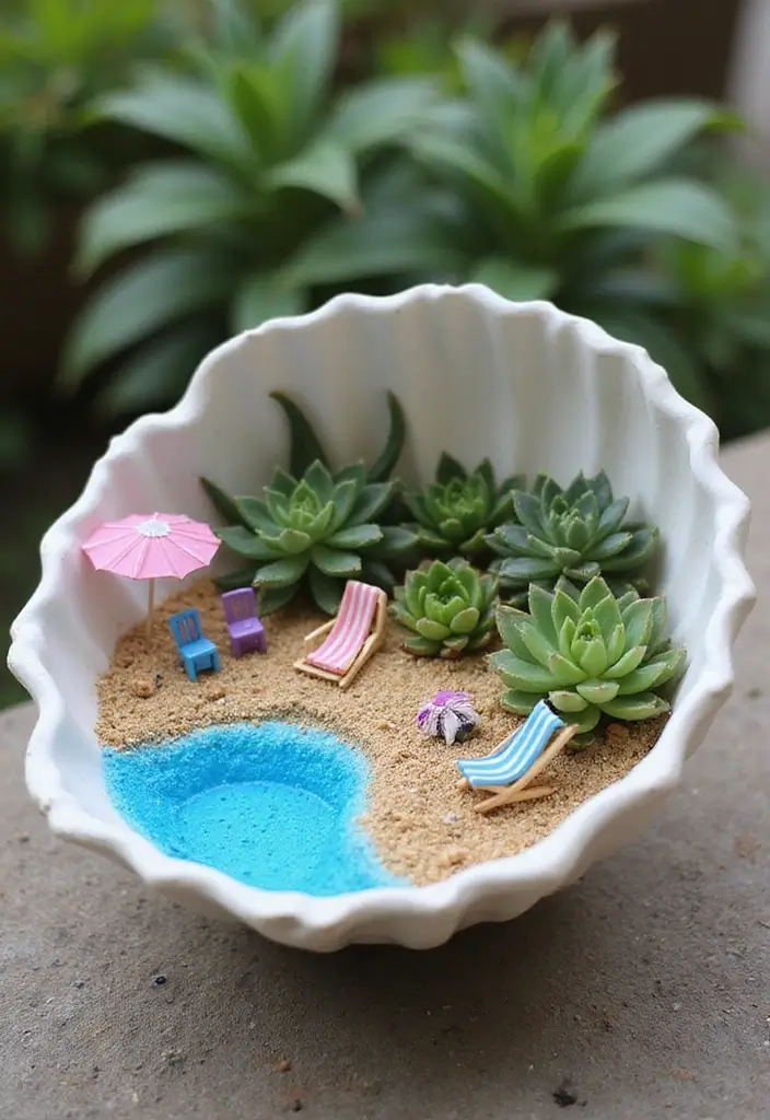 28 DIY Fairy Garden Ideas: Homemade Designs for Every Season - 2. Summer Beach Haven