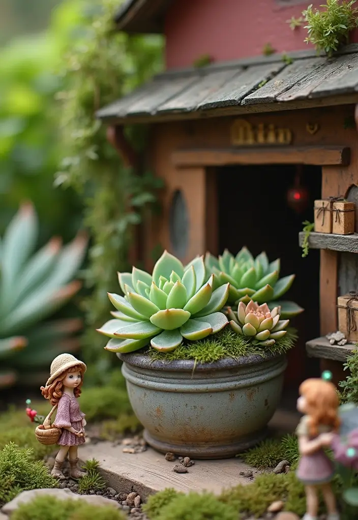 28 DIY Fairy Garden Ideas: Homemade Designs for Every Season - 21. Vintage Fairy Shop