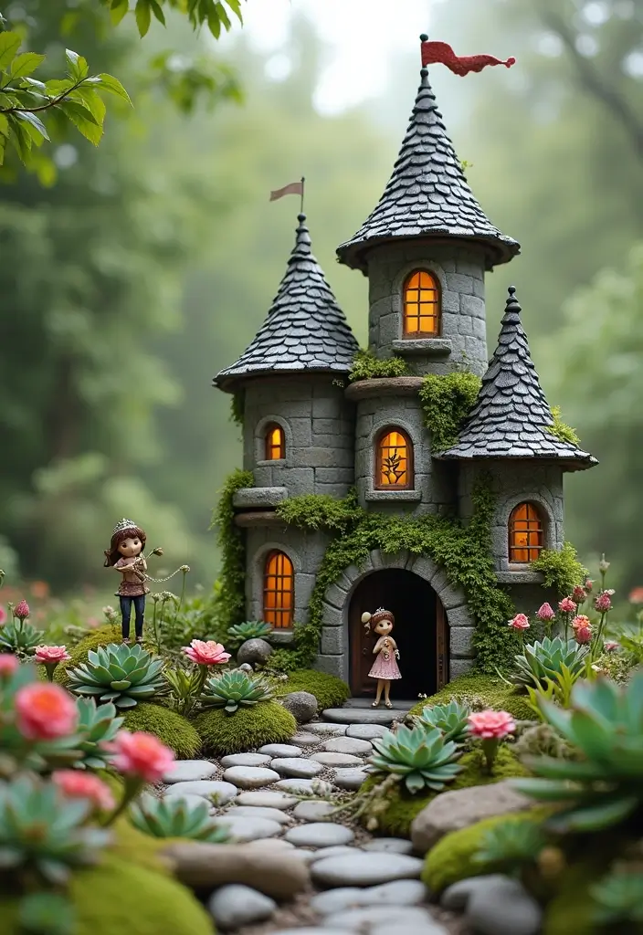 28 DIY Fairy Garden Ideas: Homemade Designs for Every Season - 26. Fantasy Garden Castle
