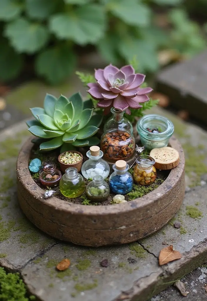 28 DIY Fairy Garden Ideas: Homemade Designs for Every Season - 8. Fairy Potion Station