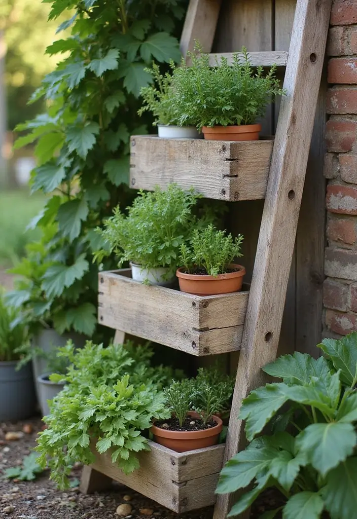 28 Raised Garden Beds DIY Vegetables You Can Build at Home - 22. Wooden Ladder Planter