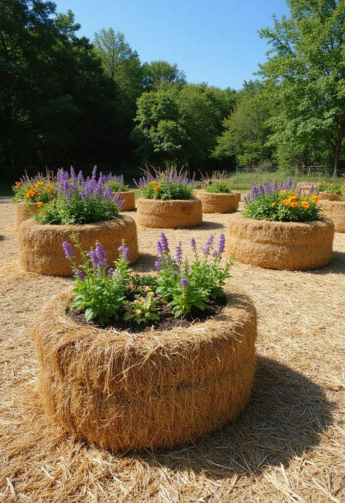 30 Cheap Raised Garden Beds DIY Plans for Any Backyard - 10. Straw Bale Garden