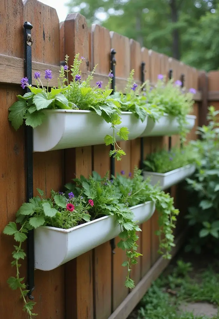 30 Cheap Raised Garden Beds DIY Plans for Any Backyard - 12. Hanging Gutter Garden