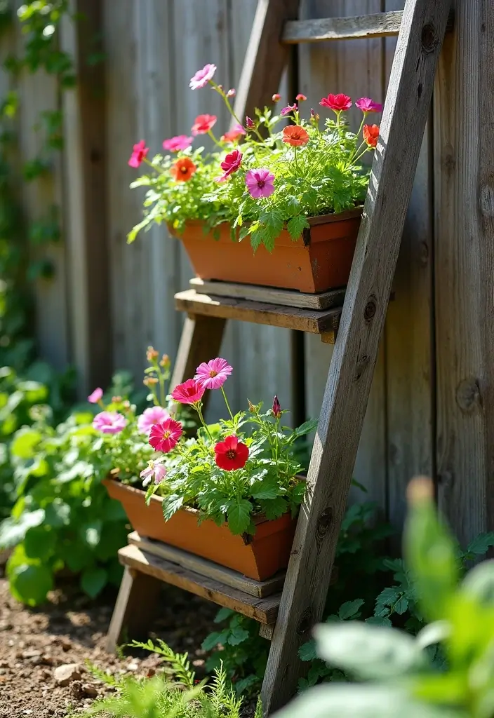 30 Cheap Raised Garden Beds DIY Plans for Any Backyard - 14. Wooden Ladder Planter