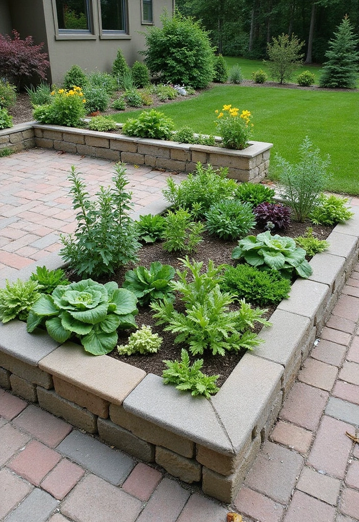 30 Cheap Raised Garden Beds DIY Plans for Any Backyard - 18. Paver Stone Garden Bed