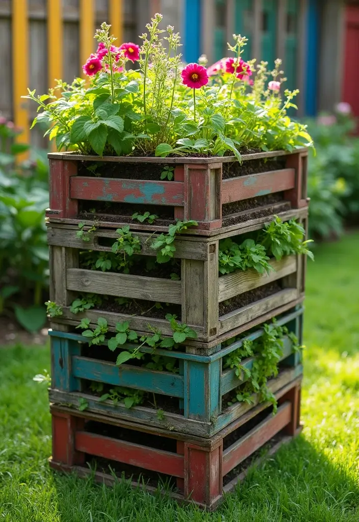 30 Cheap Raised Garden Beds DIY Plans for Any Backyard - 24. Crate Tower Garden