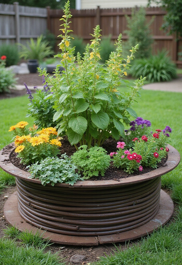 30 Cheap Raised Garden Beds DIY Plans for Any Backyard - 25. Cable Reel Garden Bed