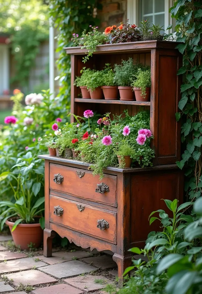 30 Cheap Raised Garden Beds DIY Plans for Any Backyard - 7. Repurposed Furniture Garden Beds