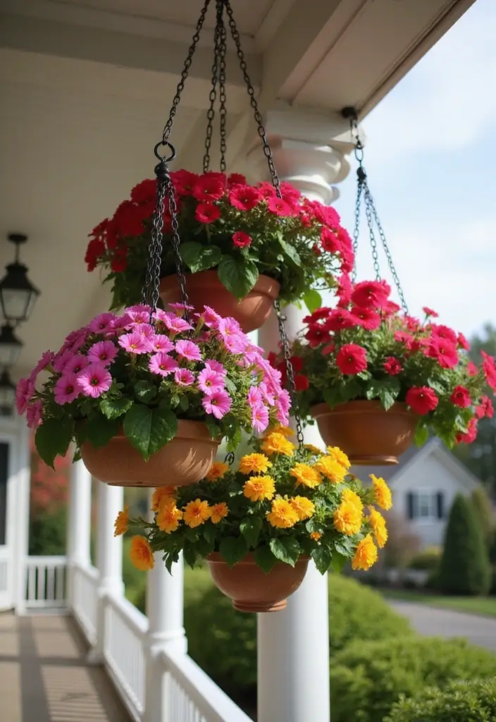 30 DIY Flower Garden Ideas to Brighten Up Your Space - 2. Hanging Flower Baskets