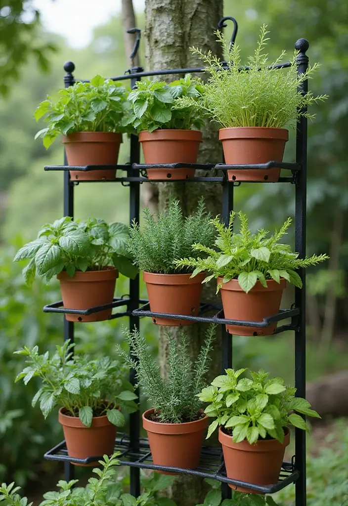 30 DIY Garden Arch Trellis Projects for Beautiful Climbing Plants - 10. Vertical Herb Trellis