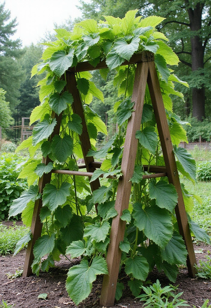 30 DIY Garden Arch Trellis Projects for Beautiful Climbing Plants - 15. A-frame Garden Trellis