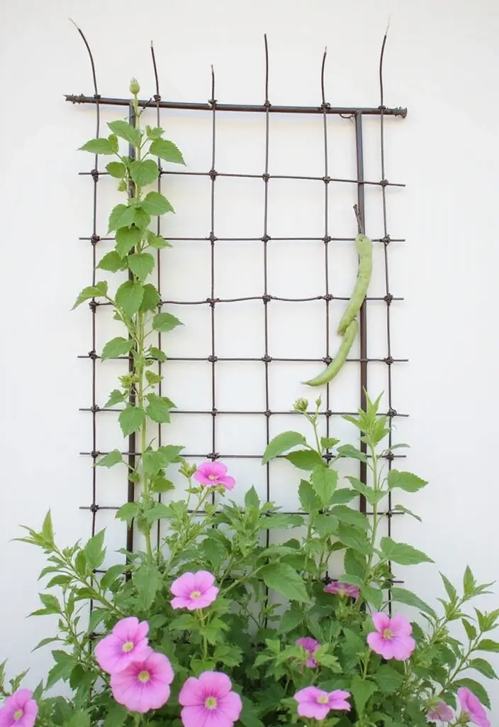 30 DIY Garden Arch Trellis Projects for Beautiful Climbing Plants - 18. Minimalist Wire Trellis