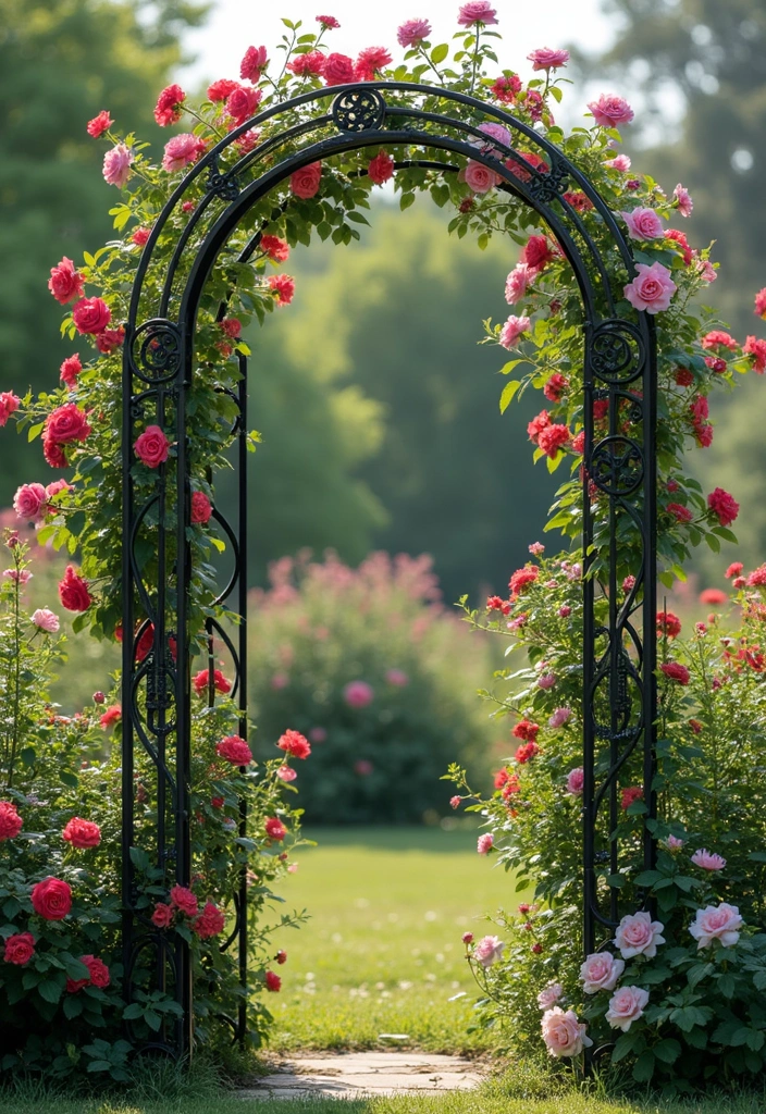 30 DIY Garden Arch Trellis Projects for Beautiful Climbing Plants - 2. Elegant Metal Arch Trellis