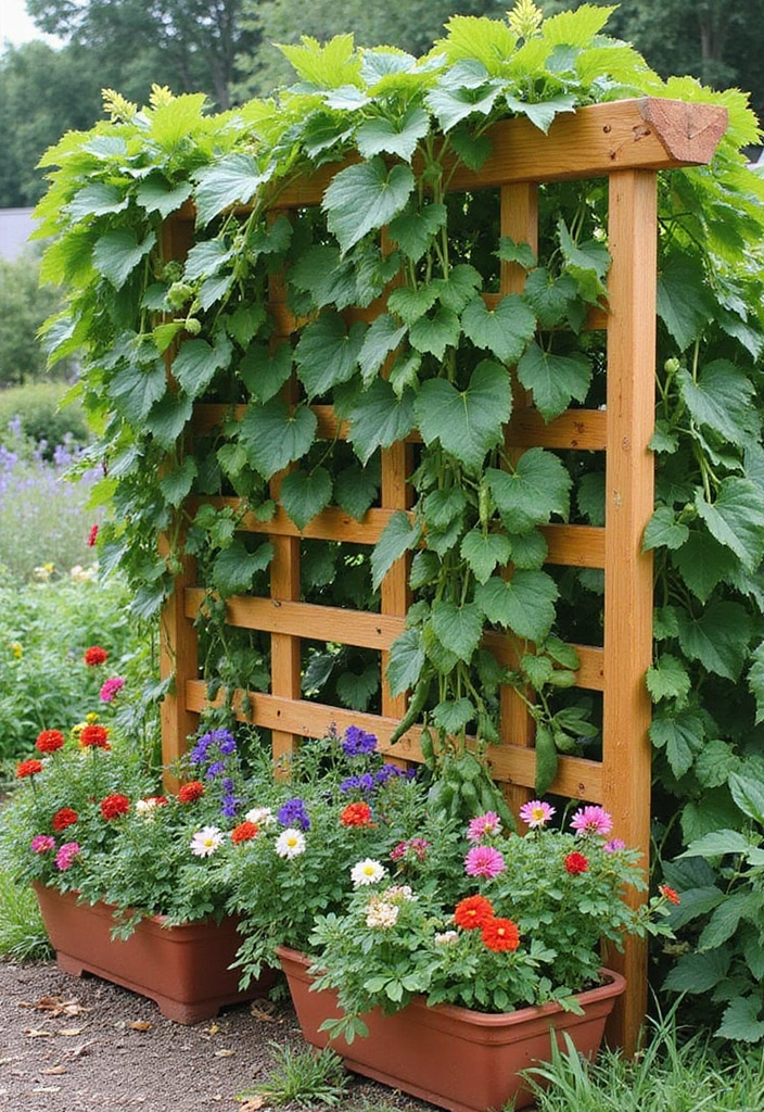 30 DIY Garden Arch Trellis Projects for Beautiful Climbing Plants - 21. Trellis with Built-in Planter Boxes