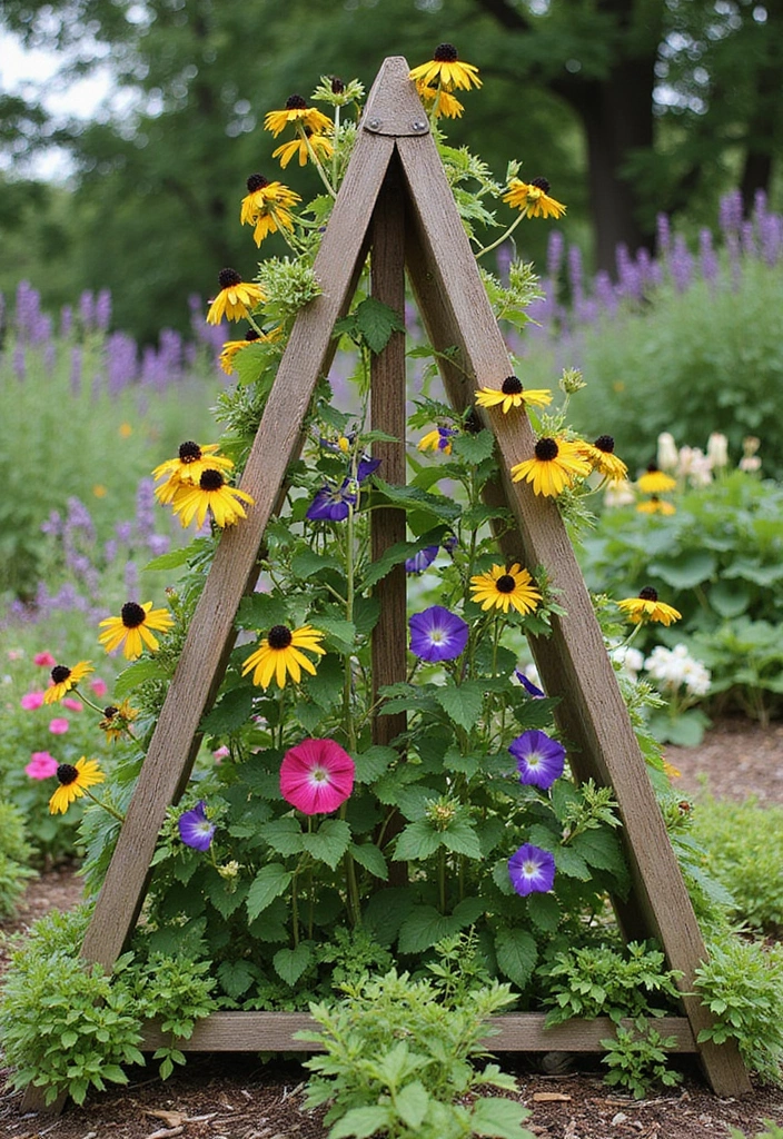 30 DIY Garden Arch Trellis Projects for Beautiful Climbing Plants - 25. Triangle Trellis