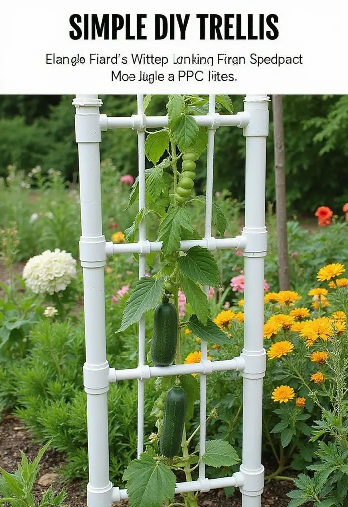 30 DIY Garden Arch Trellis Projects for Beautiful Climbing Plants - 3. Simple PVC Pipe Trellis