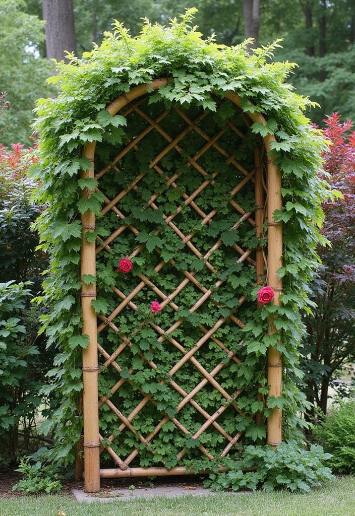 30 DIY Garden Arch Trellis Projects for Beautiful Climbing Plants - 4. Bamboo Privacy Screen Trellis