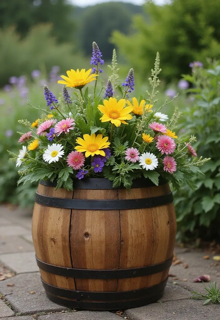 30 DIY Garden Beds Cheap Projects That Anyone Can Make - 10. Wine Barrel Planters