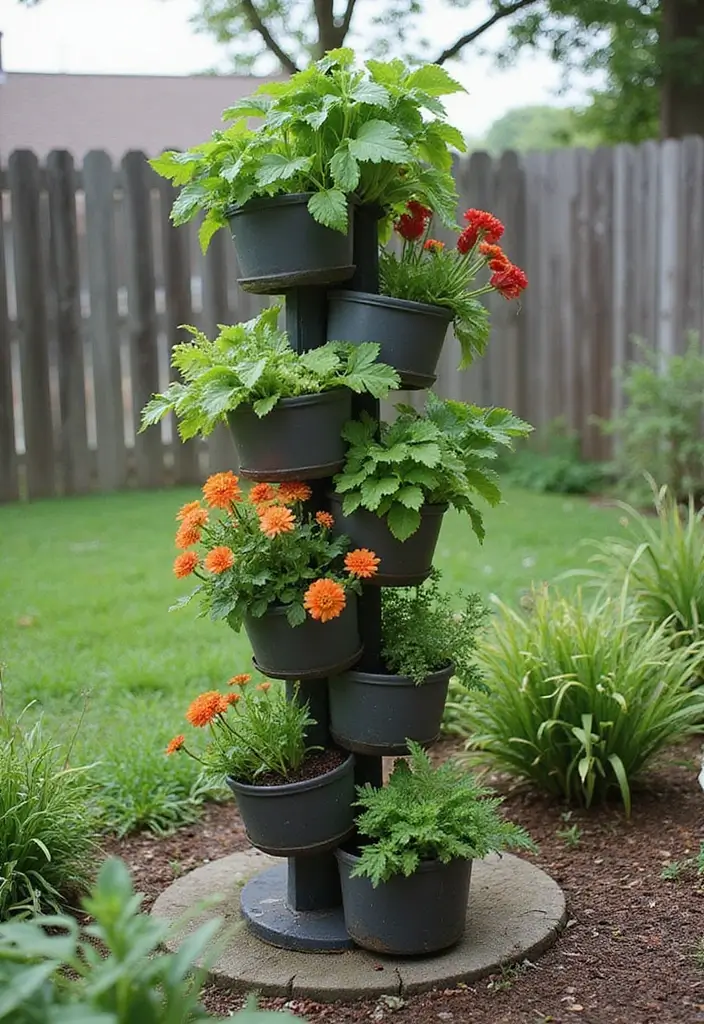 30 DIY Garden Beds Cheap Projects That Anyone Can Make - 11. Vertical Garden Towers