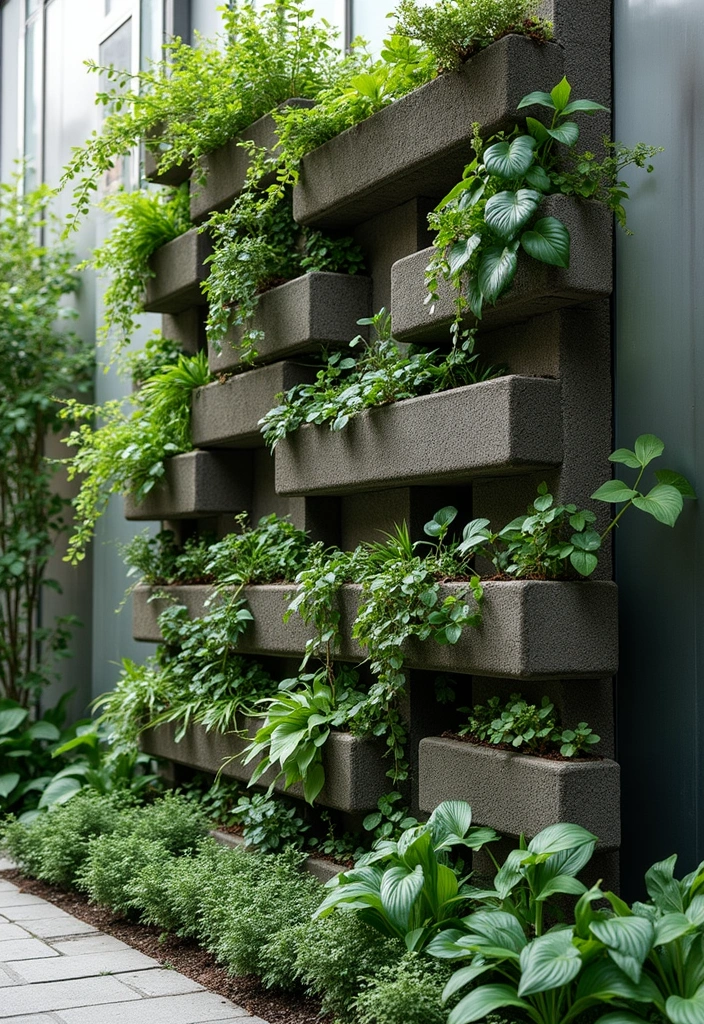30 DIY Garden Beds Cheap Projects That Anyone Can Make - 14. Concrete Block Vertical Garden
