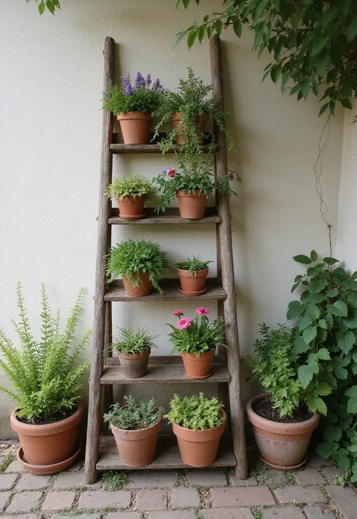 30 DIY Garden Beds Cheap Projects That Anyone Can Make - 15. Ladder Planter